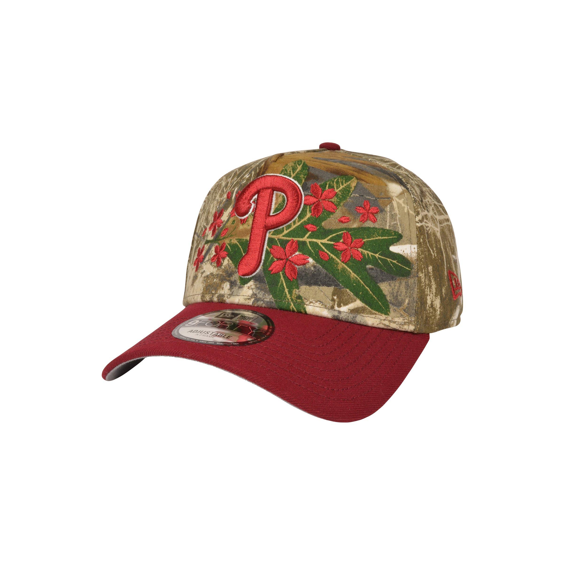 New Era Philadelphia Phillies 9FORTY A-Frame Cherry Blossom Snapback Hat - Maroon - MAROON